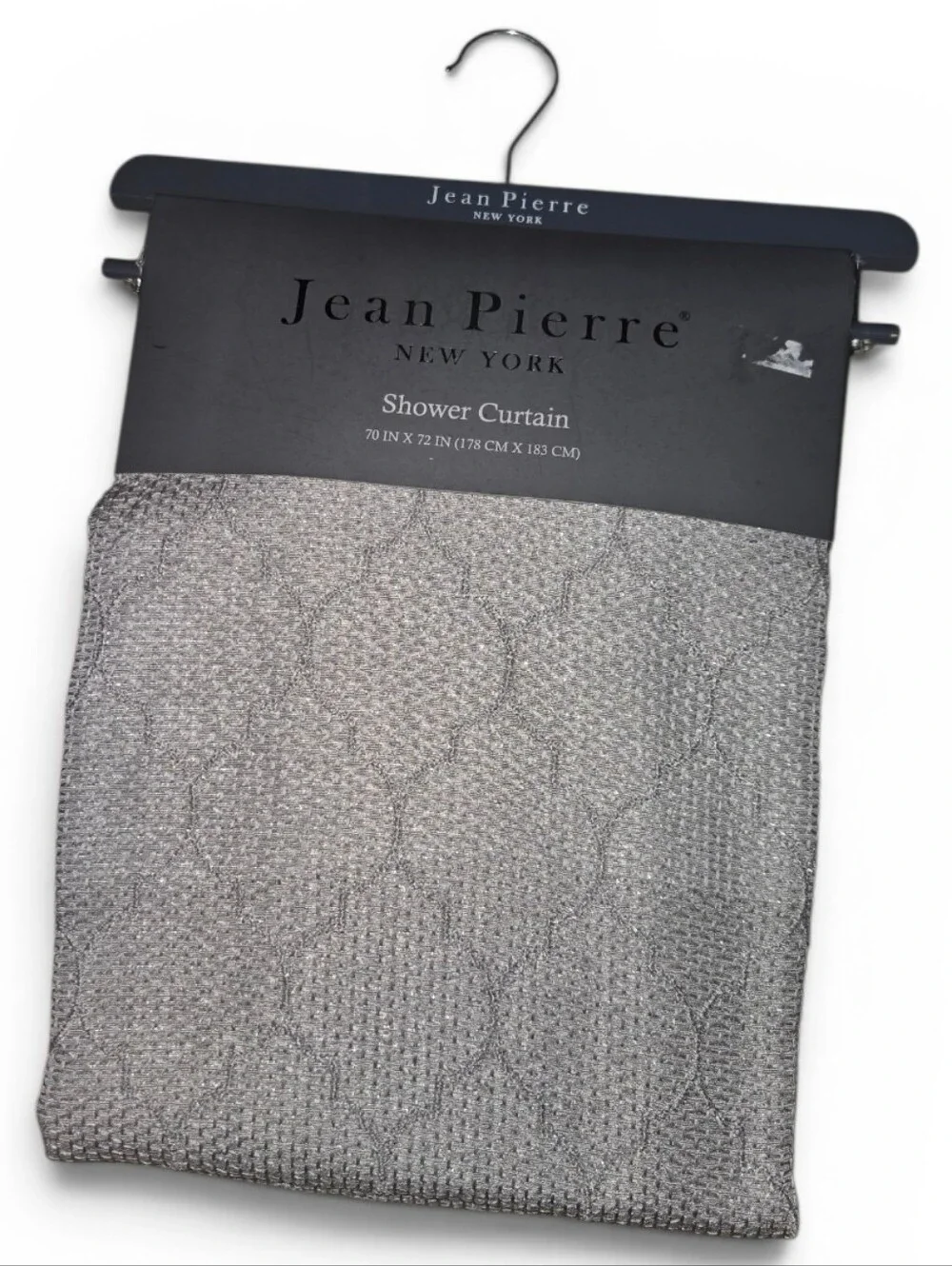 Jean Pierre New York Metallic Sparkle Geometric Shower Curtain Grey 70x72 NWT